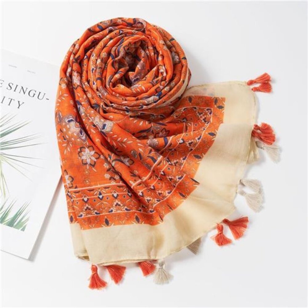 Scarf for Women Lightweight Soft Floral Leopard Printed Scarves - Picture 4 of 8